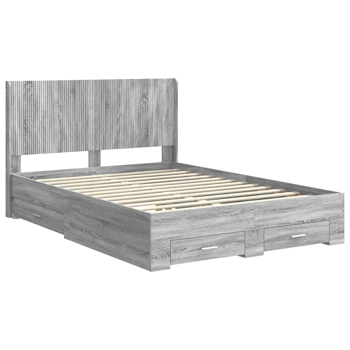 vidaXL Bed Frame with Storage and Headboard Grey Sonoma 4