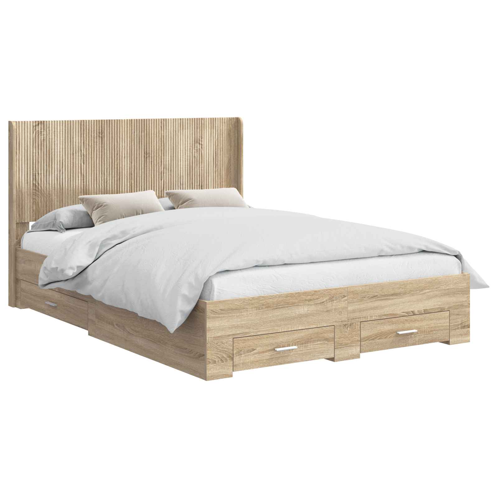 vidaXL Bed Frame with Storage and Headboard Sonoma Oak Engineered Wood 2