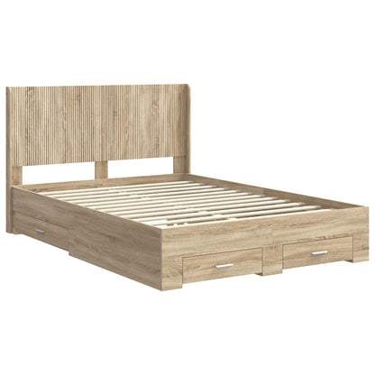 vidaXL Bed Frame with Storage and Headboard Sonoma Oak Engineered Wood 4