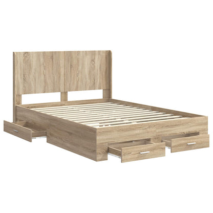 vidaXL Bed Frame with Storage and Headboard Sonoma Oak Engineered Wood 5