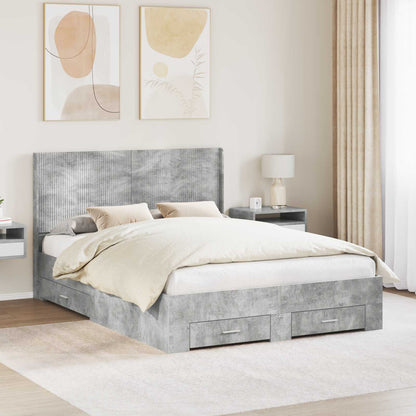 vidaXL Bed Frame with Storage and Headboard Concrete Grey 1