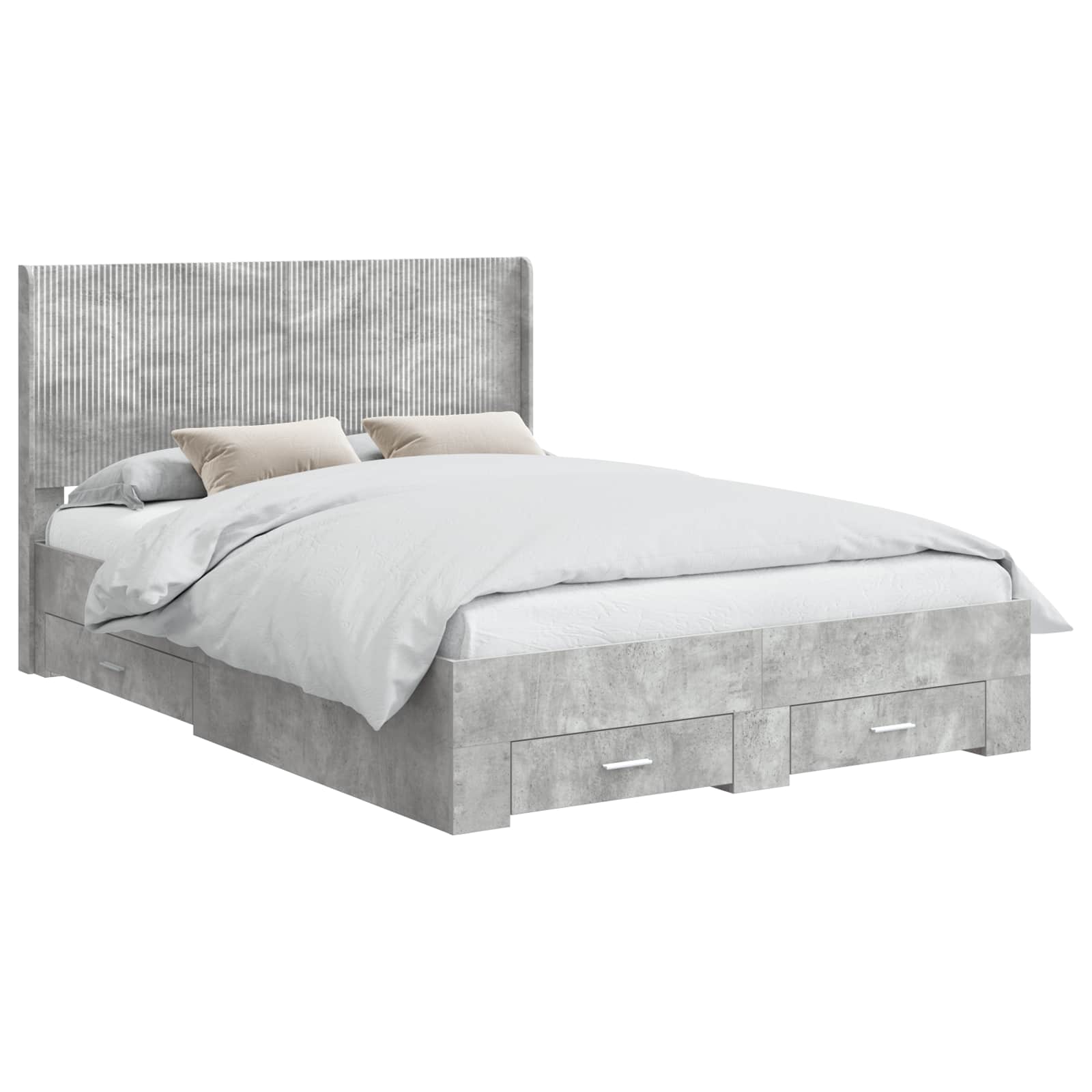 vidaXL Bed Frame with Storage and Headboard Concrete Grey 2