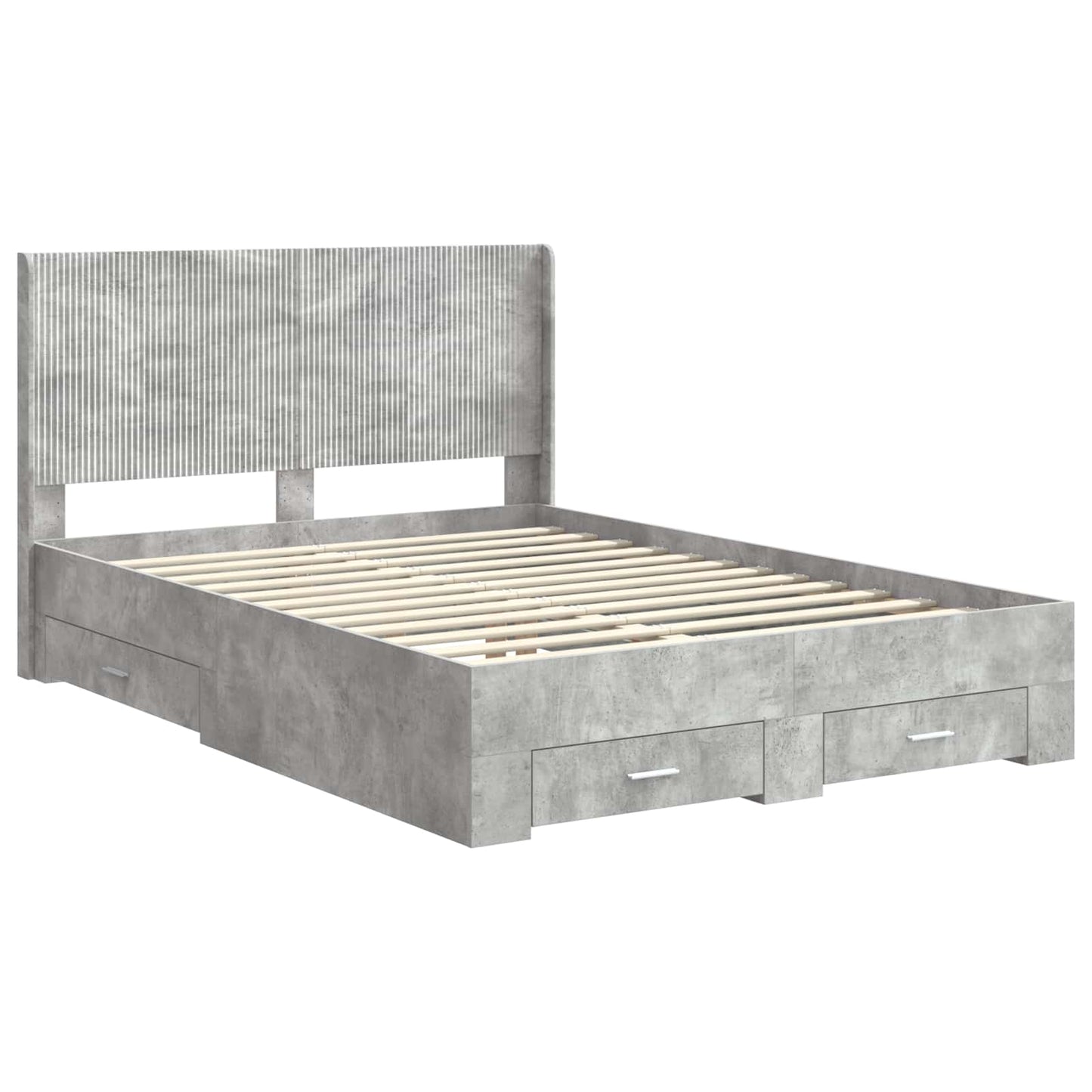 vidaXL Bed Frame with Storage and Headboard Concrete Grey 4