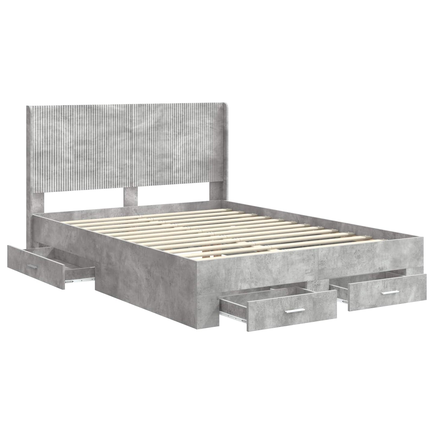 vidaXL Bed Frame with Storage and Headboard Concrete Grey 5