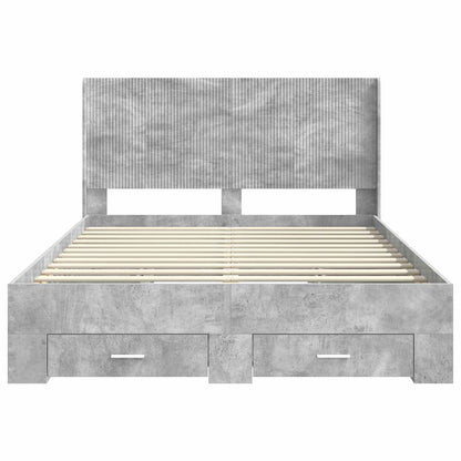vidaXL Bed Frame with Storage and Headboard Concrete Grey 6