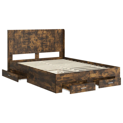 vidaXL Bed Frame with Storage and Headboard Smoked Oak Engineered Wood 5