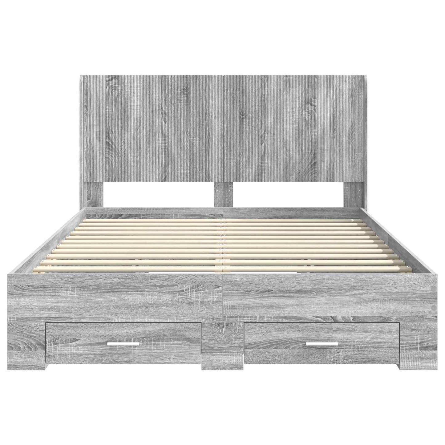 vidaXL Bed Frame with Storage and Headboard Grey Sonoma 6