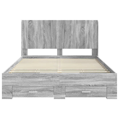 vidaXL Bed Frame with Storage and Headboard Grey Sonoma 6