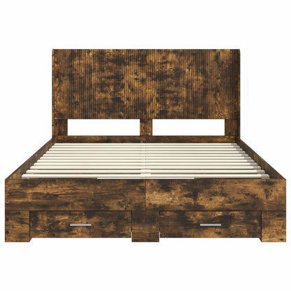 vidaXL Bed Frame with Storage and Headboard Smoked Oak Engineered Wood 6