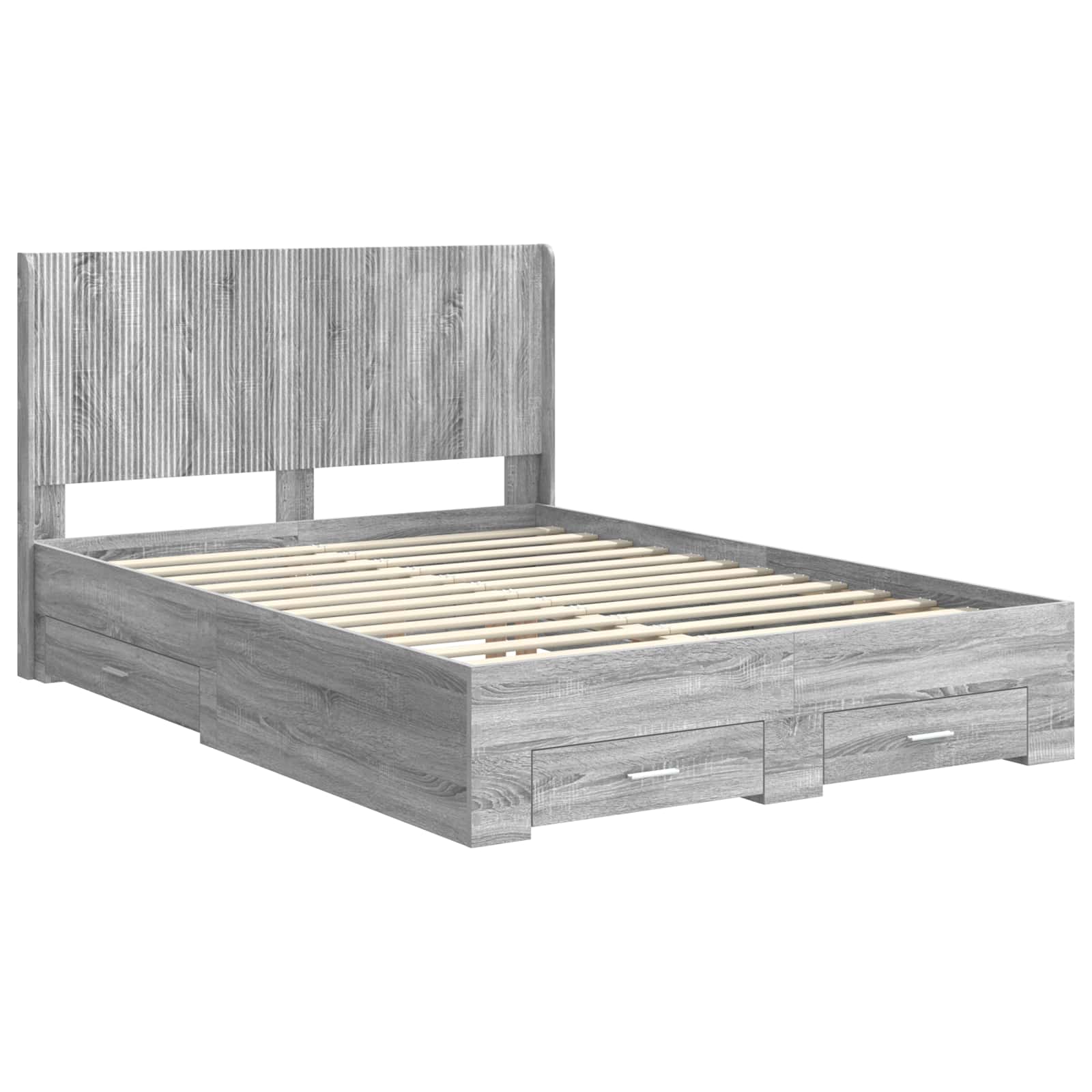 vidaXL Bed Frame with Storage and Headboard Grey Sonoma 4