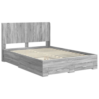 vidaXL Bed Frame with Storage and Headboard Grey Sonoma 4