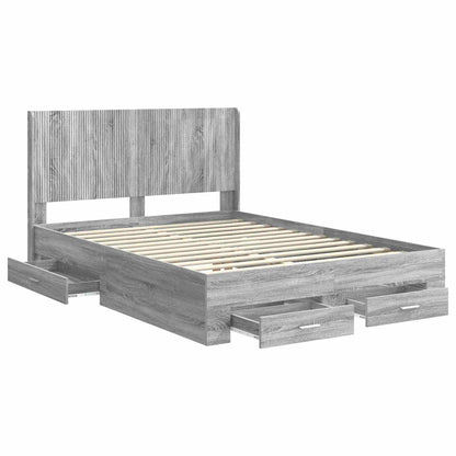 vidaXL Bed Frame with Storage and Headboard Grey Sonoma 5