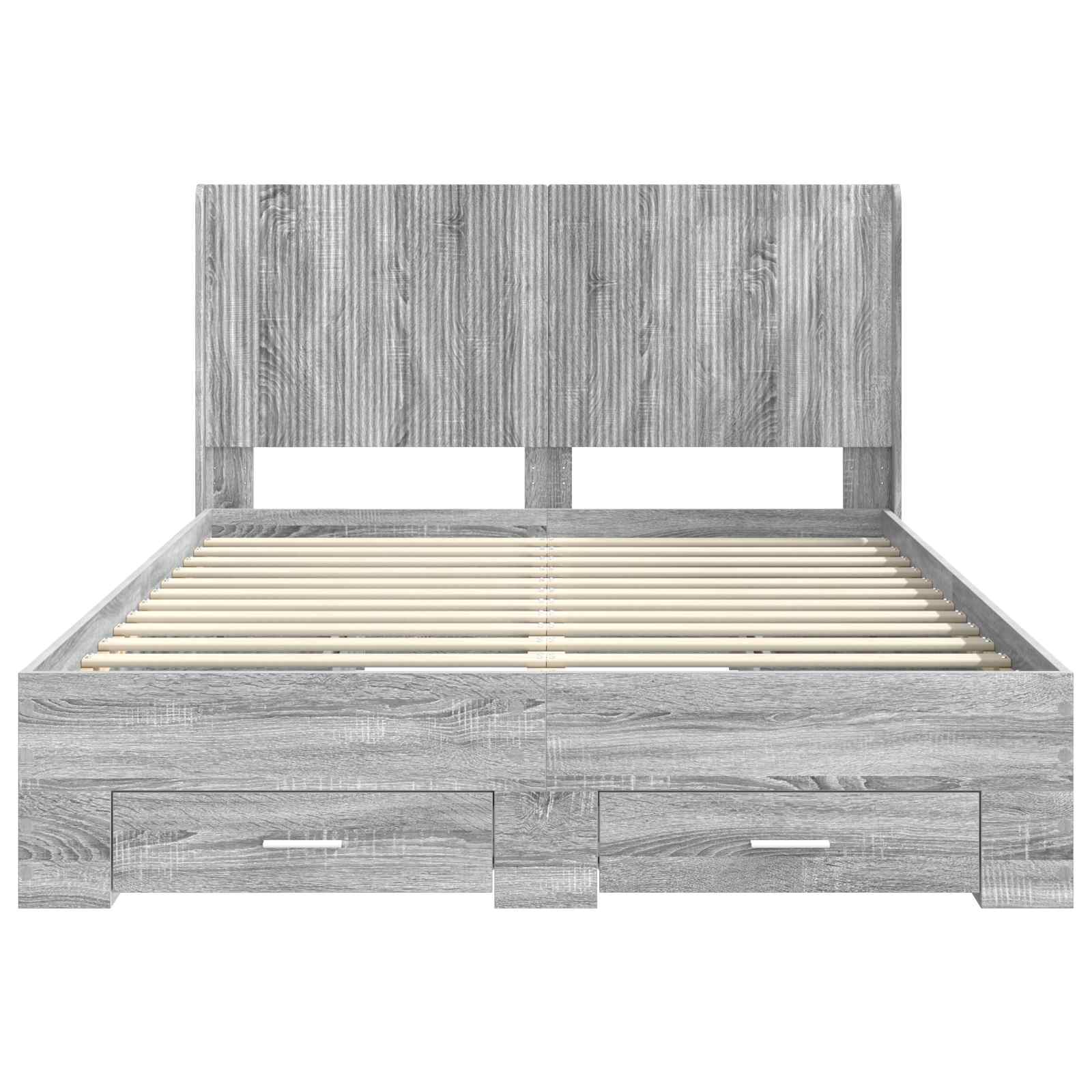 vidaXL Bed Frame with Storage and Headboard Grey Sonoma 6