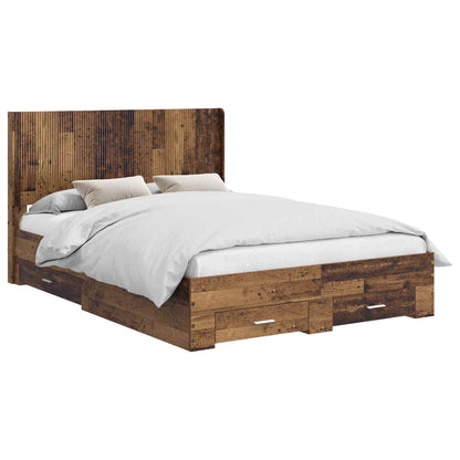 vidaXL Bed Frame with Storage and Headboard Old wood Engineered Wood 2