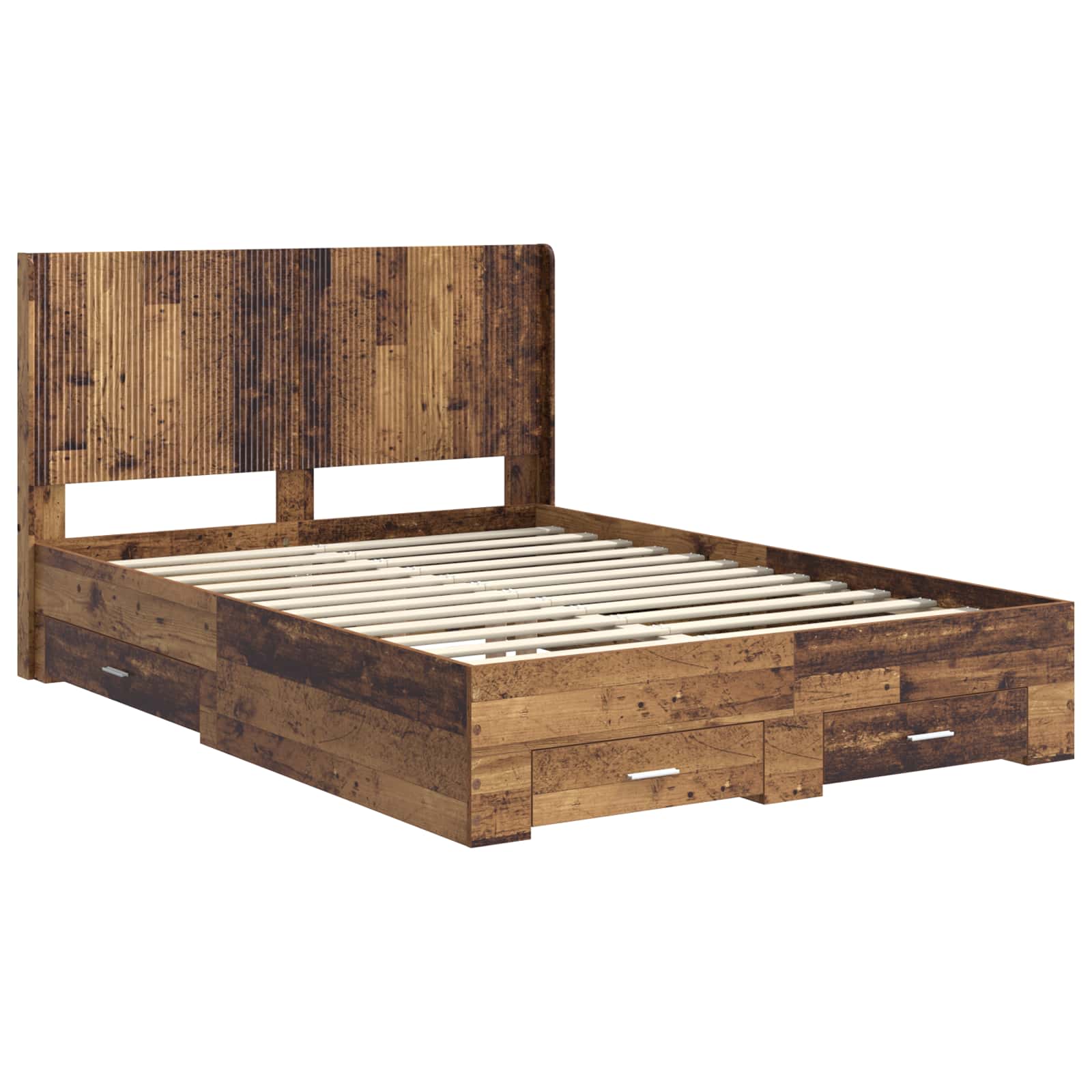 vidaXL Bed Frame with Storage and Headboard Old wood Engineered Wood 4