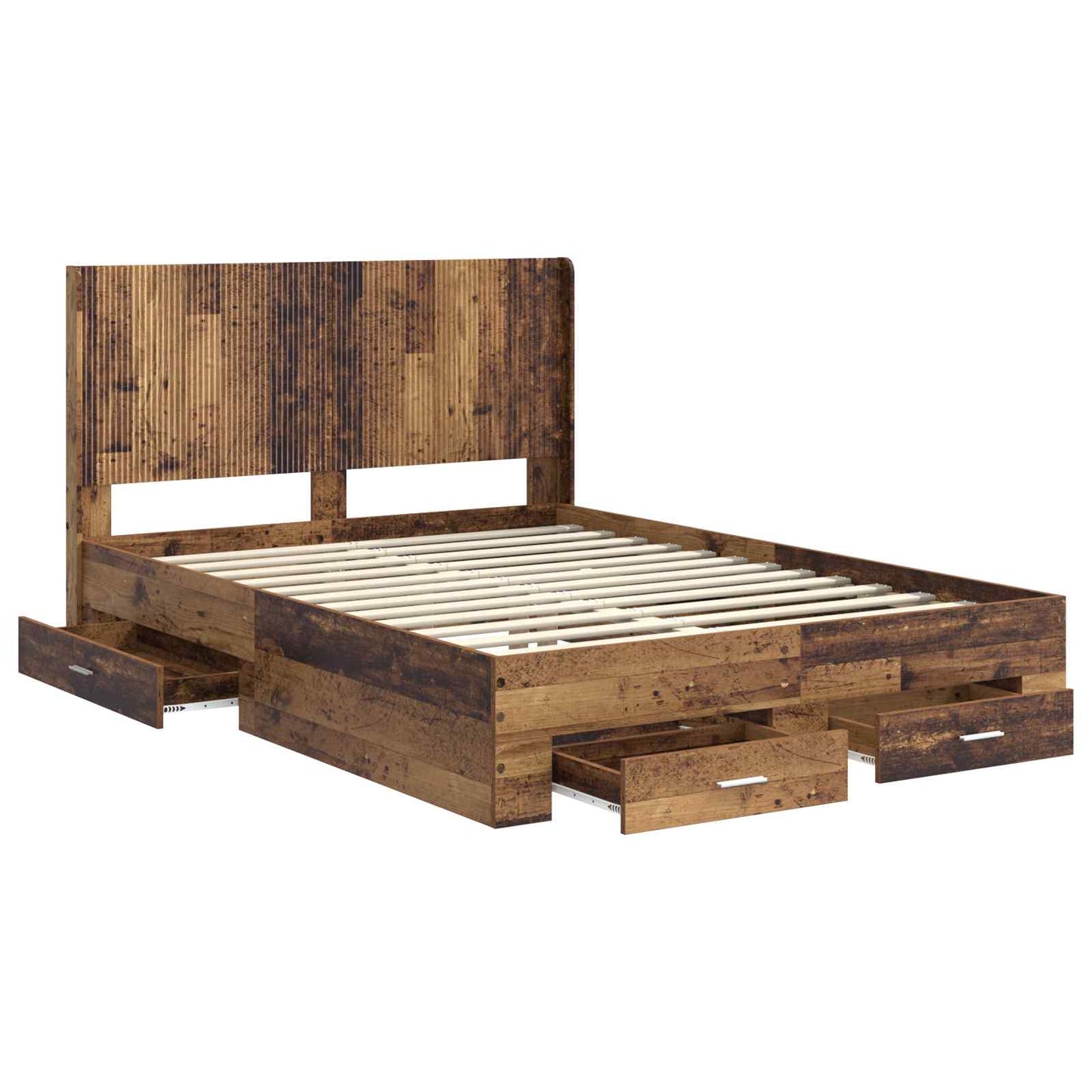 vidaXL Bed Frame with Storage and Headboard Old wood Engineered Wood 5