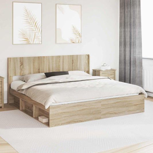 vidaXL Bed Frame with Storage and Headboard 2 pcs Engineered Wood 1