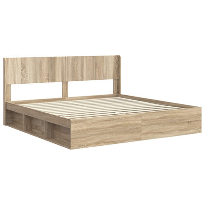 vidaXL Bed Frame with Storage and Headboard 2 pcs Engineered Wood 4
