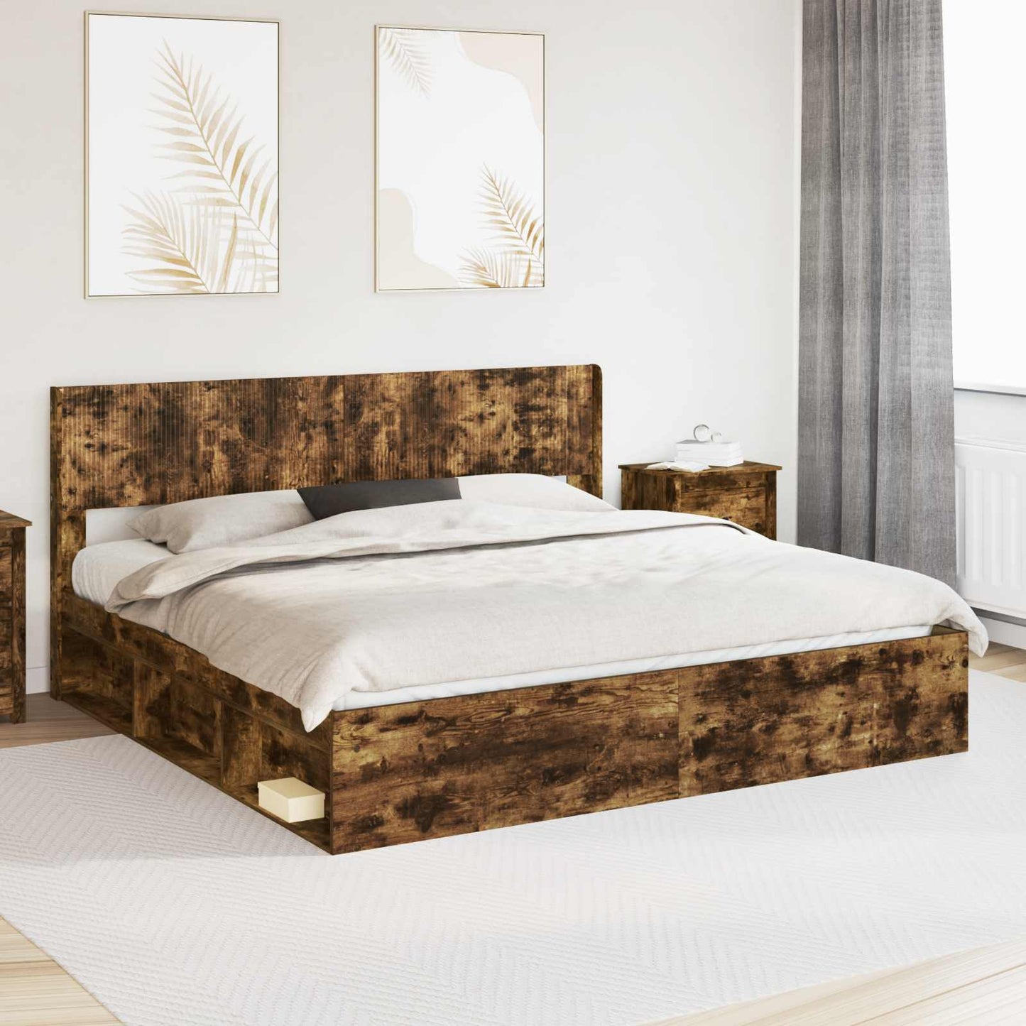 vidaXL Bed Frame with Storage and Headboard 2 pcs Engineered Wood 1