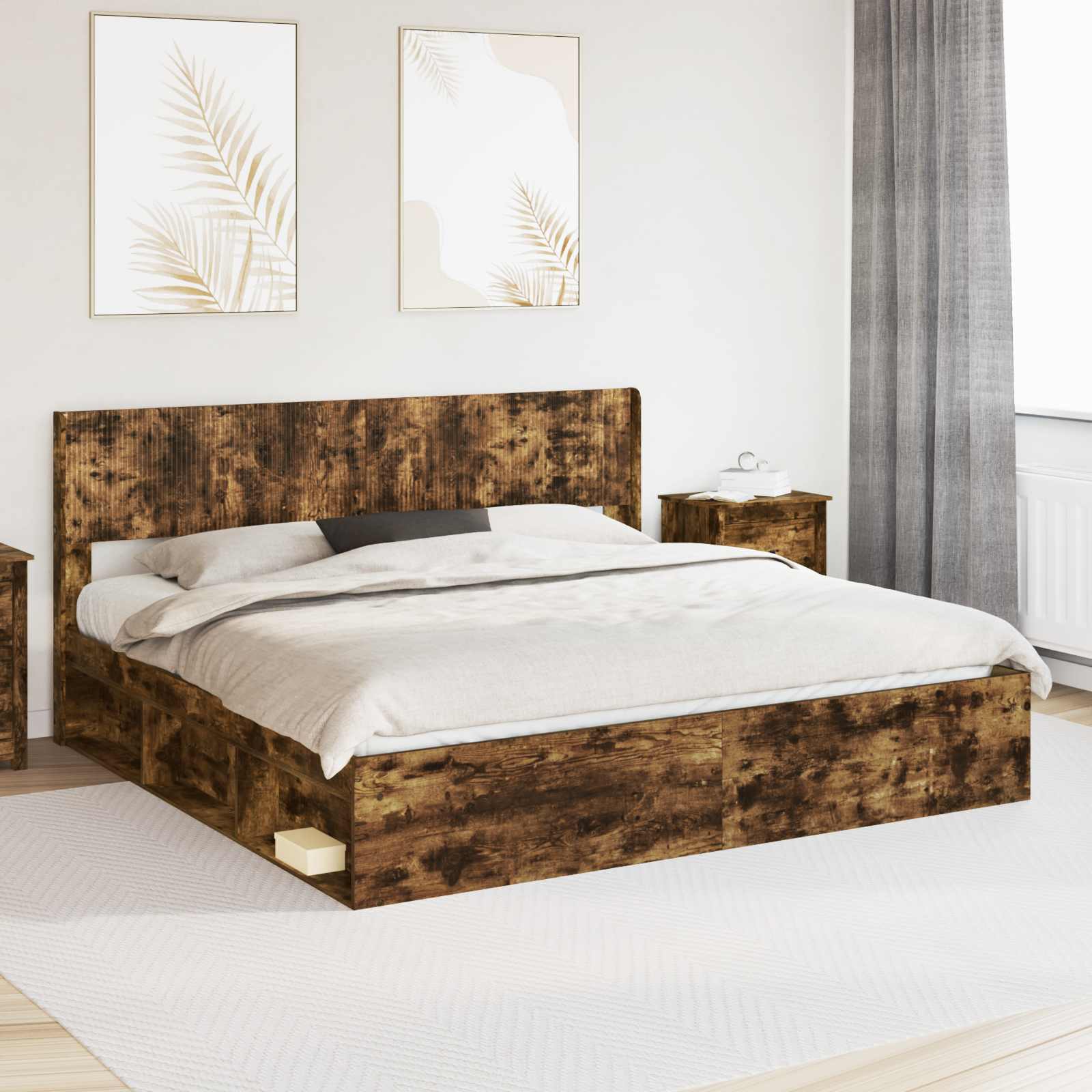 vidaXL Bed Frame with Storage and Headboard 2 pcs Engineered Wood 1