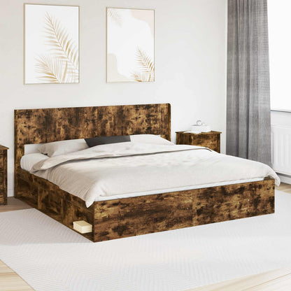 vidaXL Bed Frame with Storage and Headboard 2 pcs Engineered Wood 1