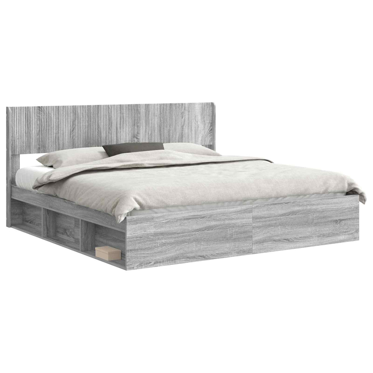 vidaXL Bed Frame with Storage and Headboard 2 pcs Grey Sonoma 2