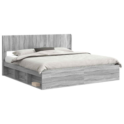 vidaXL Bed Frame with Storage and Headboard 2 pcs Grey Sonoma 2