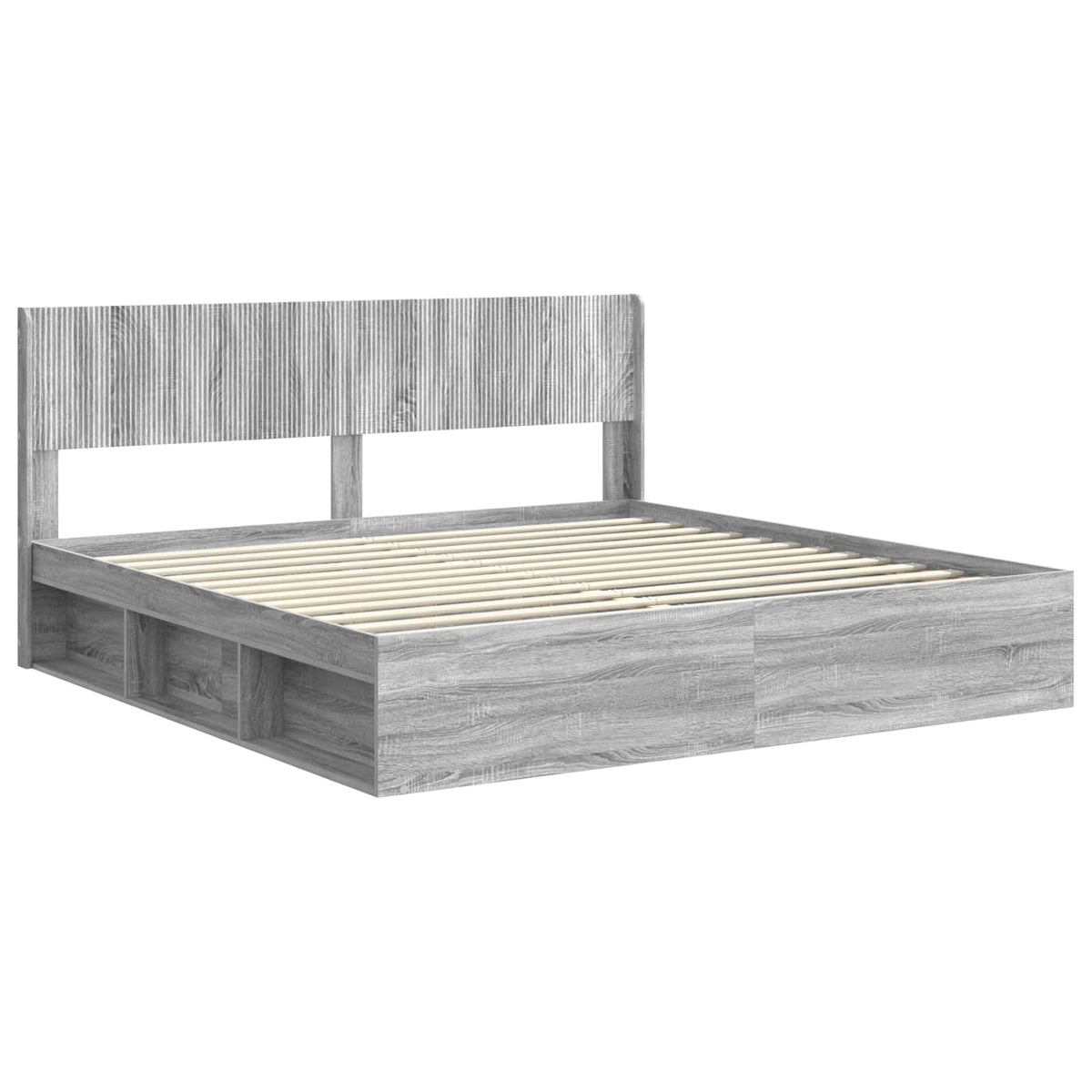 vidaXL Bed Frame with Storage and Headboard 2 pcs Grey Sonoma 4