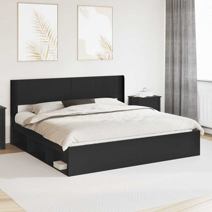 vidaXL Bed Frame with Storage and Headboard Black 180 x 200 cm 1