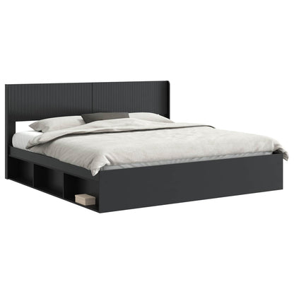 vidaXL Bed Frame with Storage and Headboard Black 180 x 200 cm 2