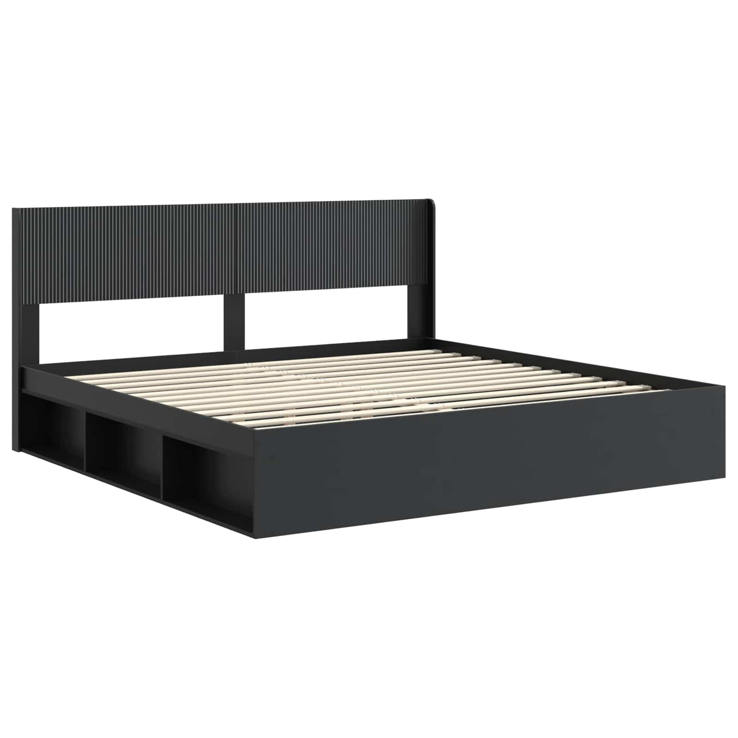 vidaXL Bed Frame with Storage and Headboard Black 180 x 200 cm 4