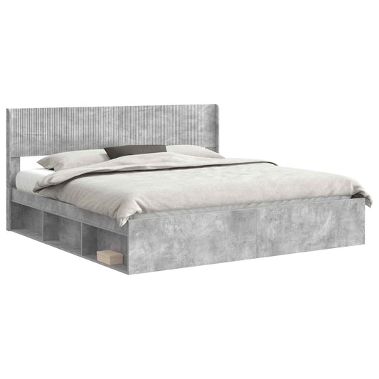 vidaXL Bed Frame with Storage and Headboard Concrete Grey 180 x 200 cm 2