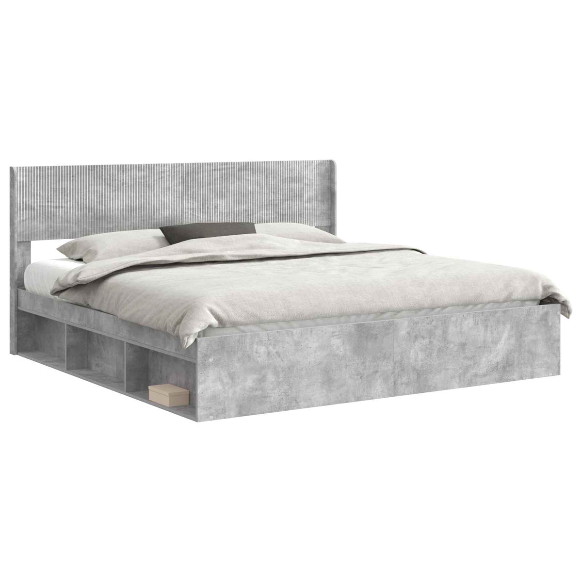 Bed Frame with Storage and Headboard 180 x 200 cm Length 200 cm Width 180 cm Concrete grey
