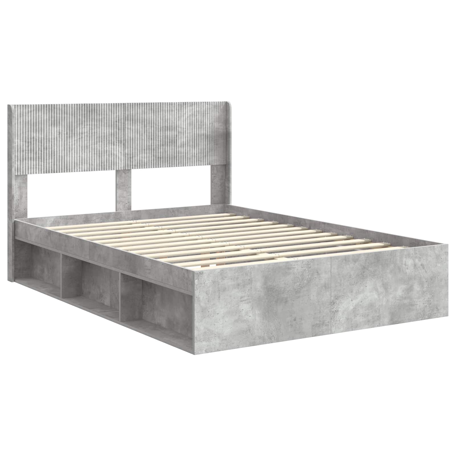 vidaXL Bed Frame with Storage and Headboard Concrete Grey 160 x 200 cm 4
