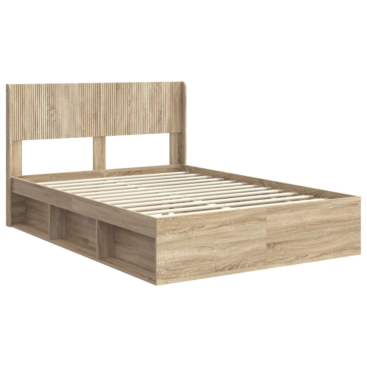 vidaXL Bed Frame with Storage and Headboard Sonoma Oak 150 x 200 cm 4