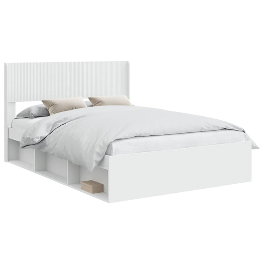 vidaXL Bed Frame with Storage and Headboard White 140 x 190 cm 2