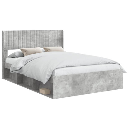 vidaXL Bed Frame with Storage and Headboard Concrete Grey 135 x 190 cm 2