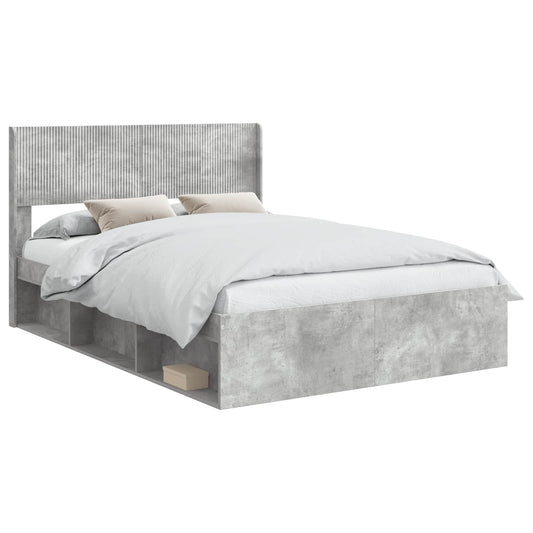 vidaXL Bed Frame with Storage and Headboard Concrete Grey 135 x 190 cm 2