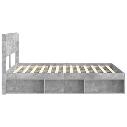 vidaXL Bed Frame with Storage and Headboard Concrete Grey 135 x 190 cm 6