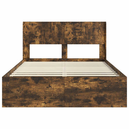 vidaXL Bed Frame with Storage and Headboard Smoked Oak 135 x 190 cm 5