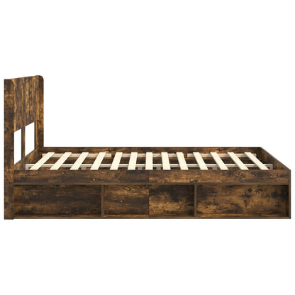 vidaXL Bed Frame with Storage and Headboard Smoked Oak 135 x 190 cm 6