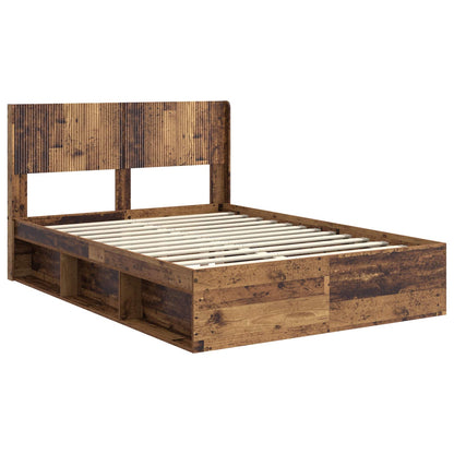 vidaXL Bed Frame with Storage and Headboard Old Wood 135 x 190 cm 4
