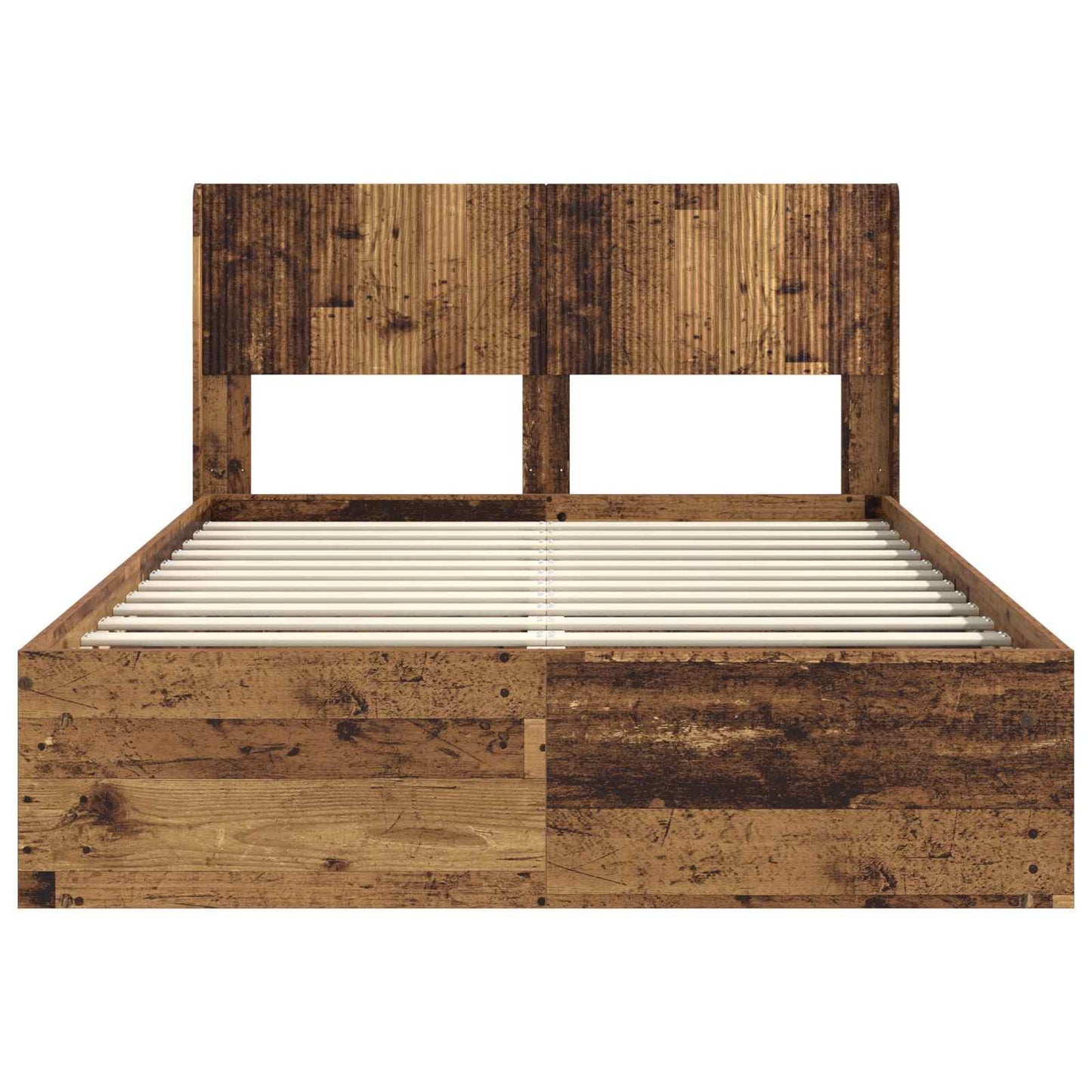 vidaXL Bed Frame with Storage and Headboard Old Wood 135 x 190 cm 5
