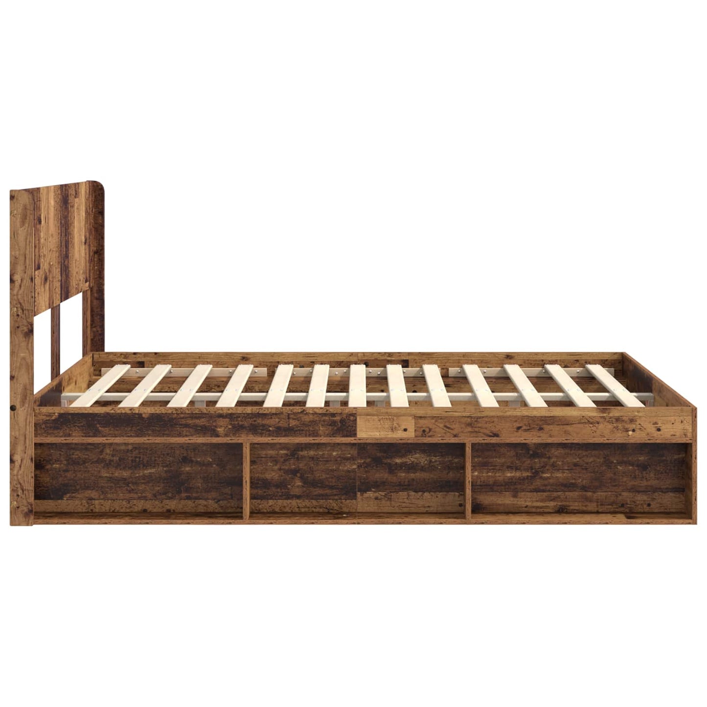 vidaXL Bed Frame with Storage and Headboard Old Wood 135 x 190 cm 6