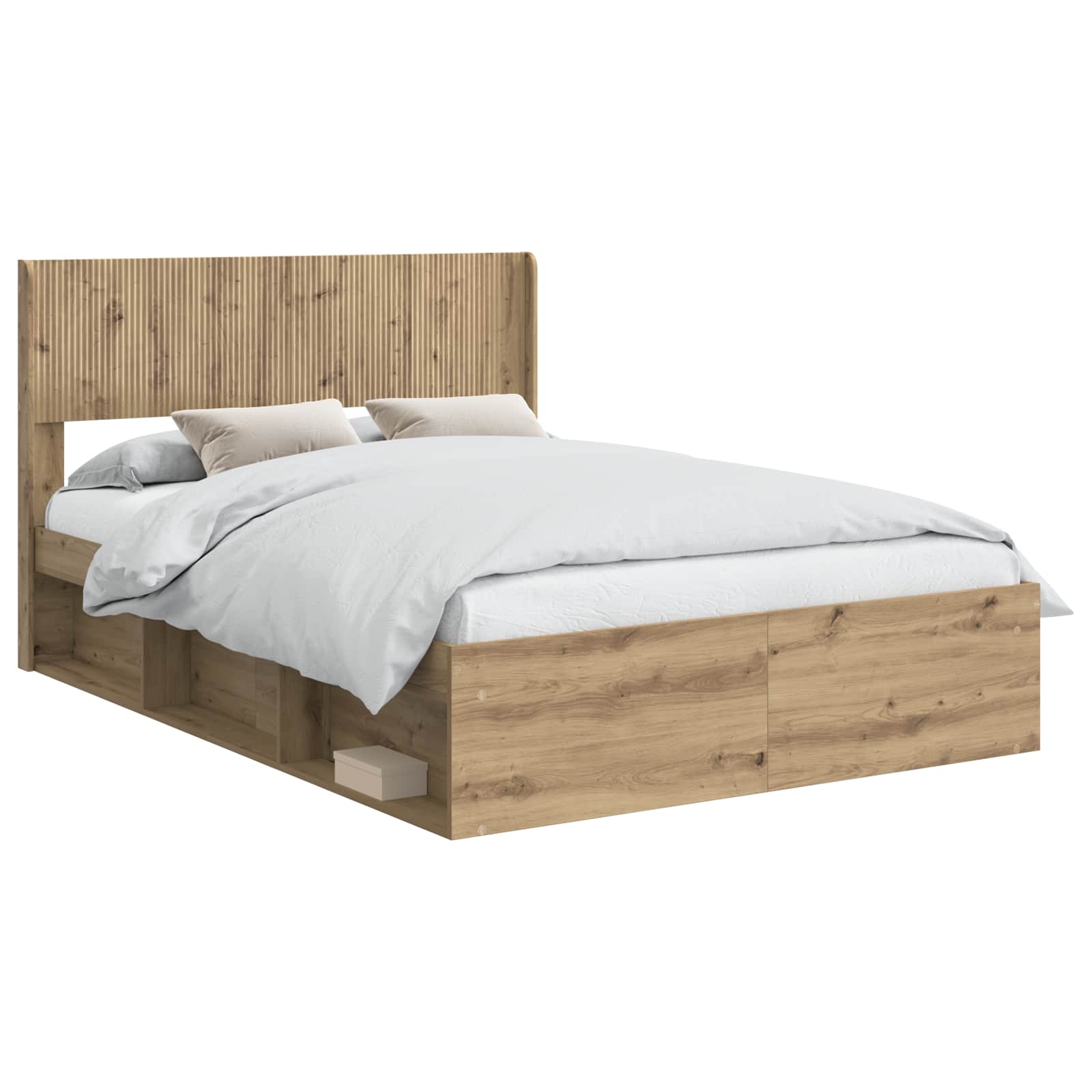 vidaXL Bed Frame with Storage and Headboard Artisan Oak 135 x 190 cm 2
