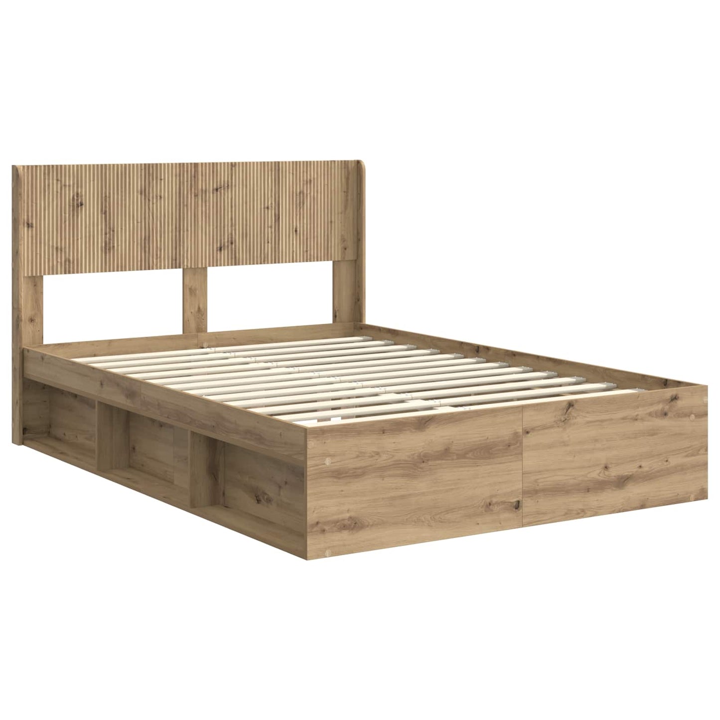 vidaXL Bed Frame with Storage and Headboard Artisan Oak 135 x 190 cm 4