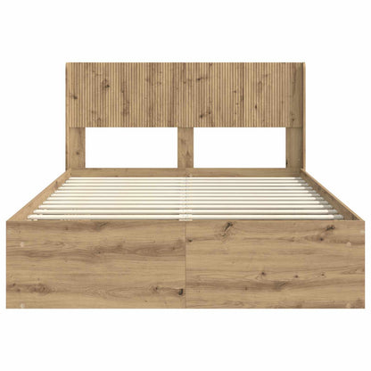 vidaXL Bed Frame with Storage and Headboard Artisan Oak 135 x 190 cm 5