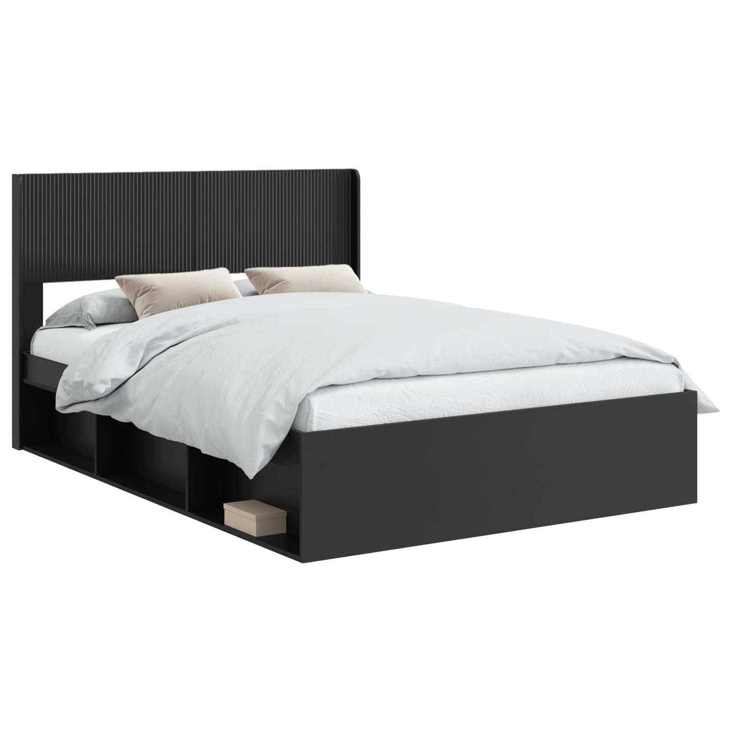 vidaXL Bed Frame with Storage and Headboard Black 120 x 200 cm 2
