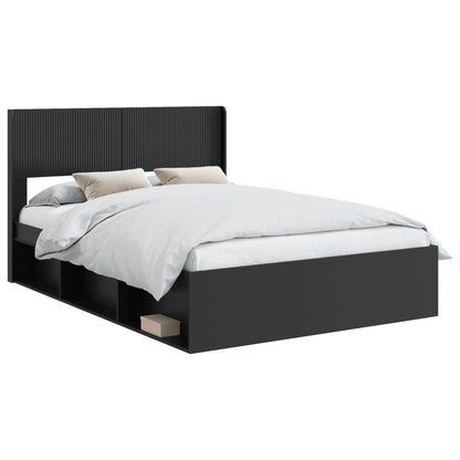 vidaXL Bed Frame with Storage and Headboard Black 120 x 200 cm 2