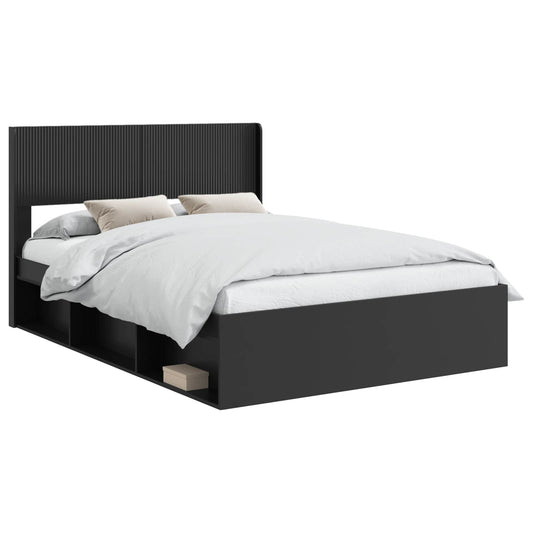 vidaXL Bed Frame with Storage and Headboard Black 120 x 200 cm 2